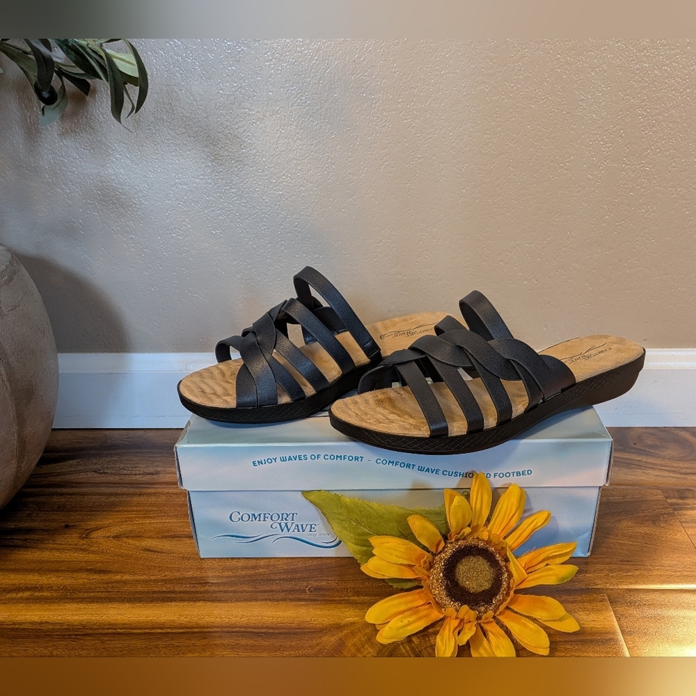 Easy Street *NEW* Women's Comfort Wave Sheri Slide NAVY Sandals 8 Wide